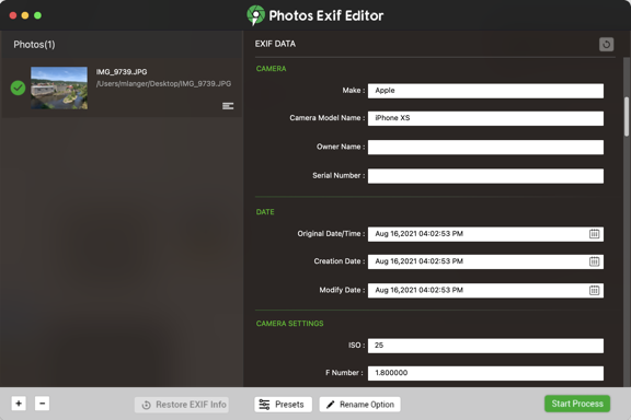 Photos Exif Editor