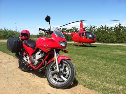 Helicopter and Motorcycle